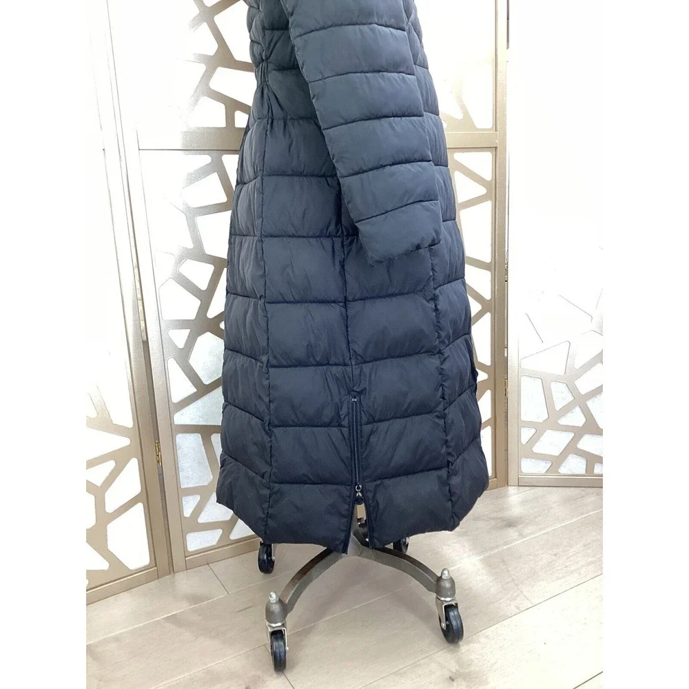 BERNARDO Quilted CALF Long Coat JACKET EcoPlume Fill HOODED ZIPPER  L Puffer - Picture 8 of 10